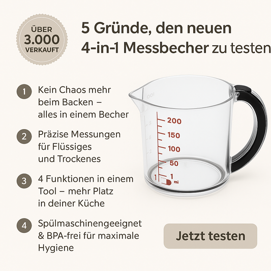 4-in-1 Multifunktions-Messbecher – Präzise, Sauber & Clever in Einem